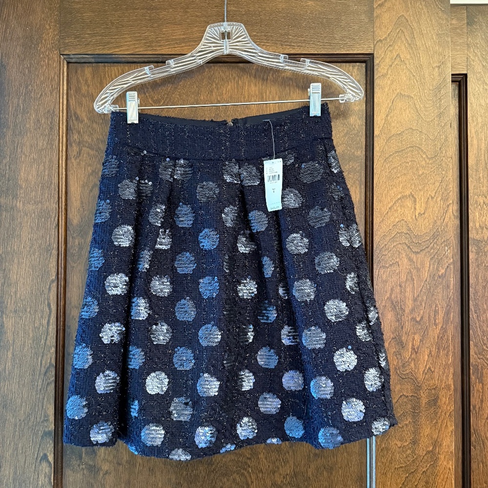 Eva Franco navy tweed skirt w sequins sz 4